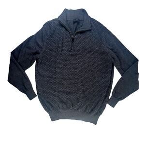 Lentier 100% Merino Wool Gray 1/4 Zip Sweater Men's SZ L